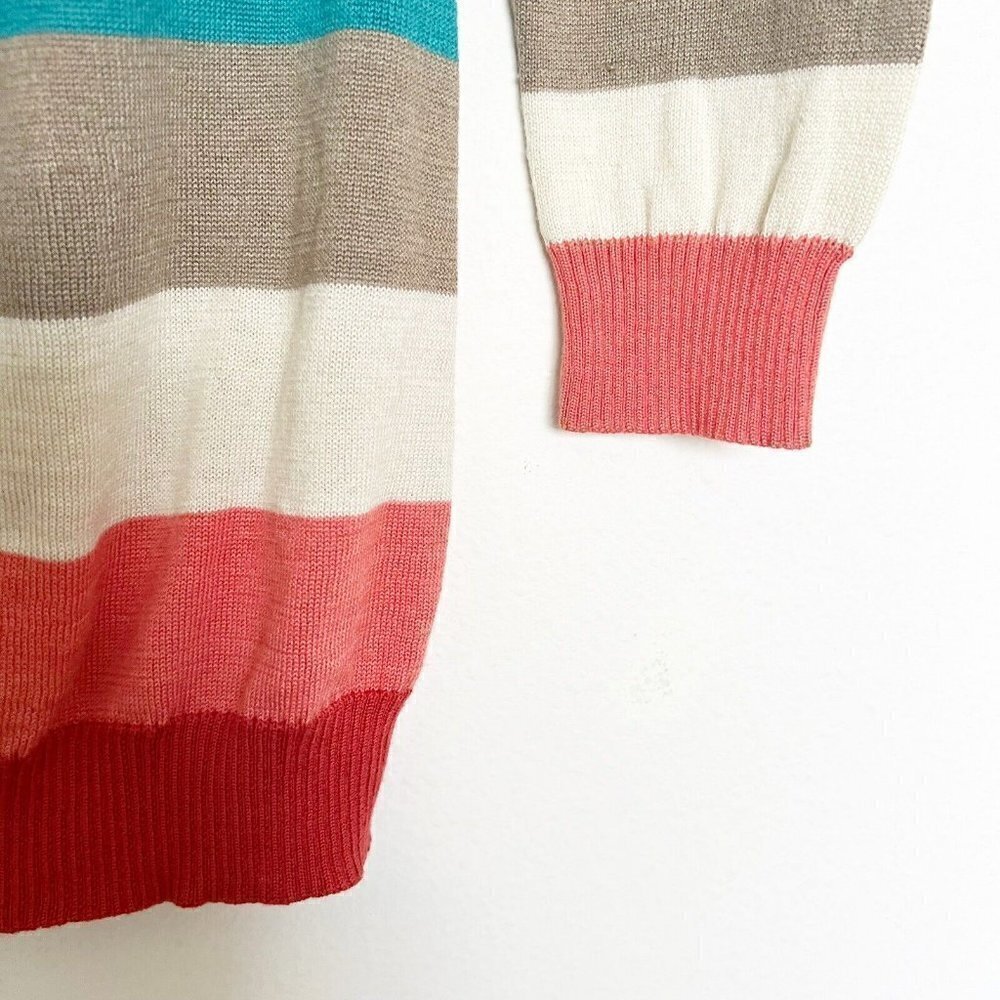 𝅺Vintage wool dress sweater SMALL pink blue Long Sleeve comfy cozy crew neck - Picture 5 of 14